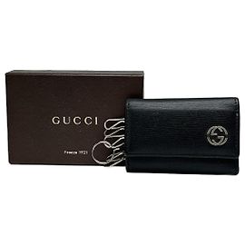 Llave de cuero vintage Gucci negra Negro