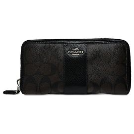 Portafoglio in pelle vintage Coach nero e viola Nero