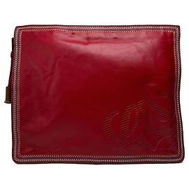 Vintage Loewe Leder-Clutch rot Rot