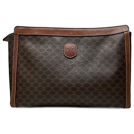 Céline Vintage Celine Monogram Leather clutch brown Brown
