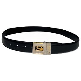 Céline Vintage Celine Paris Triomphe Leather Belt Black Black