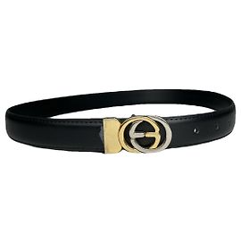 Cinto de couro preto com fivela GG Gucci Preto