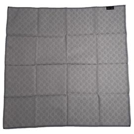 Céline Celine Silver Silk Scarf Silvery