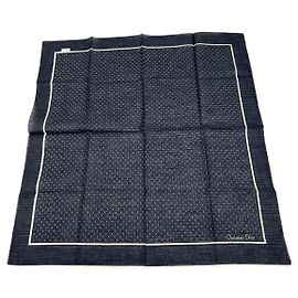 Cachecol vintage Dior com bolinhas pretas e brancas Preto
