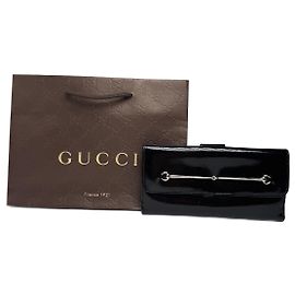 Portefeuille en cuir verni Gucci vintage noir Noir