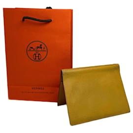 Portacarte in pelle vintage Hermès giallo Giallo