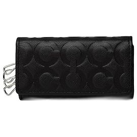 Vintage Coach Leather Monogram Key Holder black Black