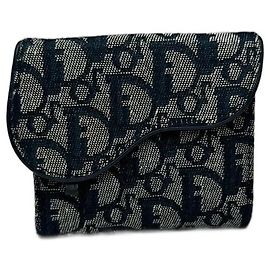 Vintage Dior Saddle Oblique Monogram Wallet grey Black Black