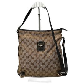Borsa a tracolla in tela monogramma vintage Gucci beige marrone Beige