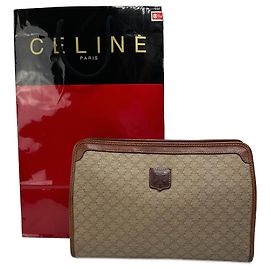 Céline Vintage Celine Paris leather clutch black Beige