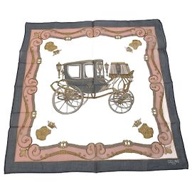 Céline Cachecol Vintage Celine Rosa Cinza Rosa