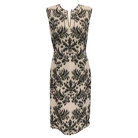 Les Copains Beige / Black Wool Damask Print Sleeveless Dress Beige