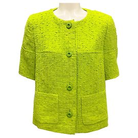 Giacca in tweed verde lime a maniche corte Escada Verde
