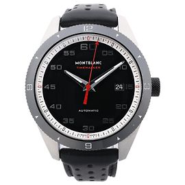 Montblanc Timewalker 7426 PLDH3H733 SS & Couro Relógio com mostrador preto Preto