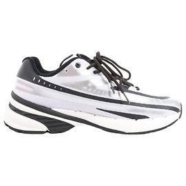 Baskets Diesel D-Airspeed Low-Striped en ripstop enduit en argent, Taille 43 EU Argenté