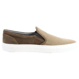 Baskets Slip-On en Suède et Tissu CORNELIANI en Brun, Taille 50 EU Marron