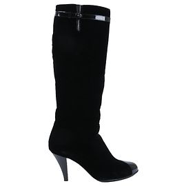 Botas largas de terciopelo Chanel Coco Mark en negro, talla 37,5 EU Negro