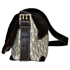 Bolsa Carolina Herrera em lona monograma e vison Bege