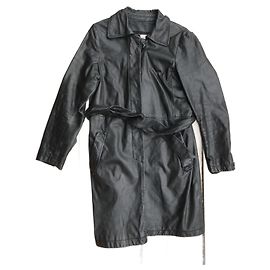 Comptoir Des Cotonniers Leather Coat Black Black