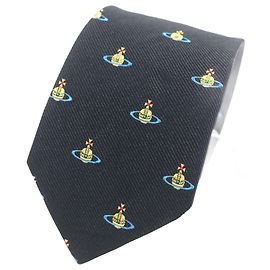 Cravatta in seta Vivienne Westwood con ricamo Orb Nero