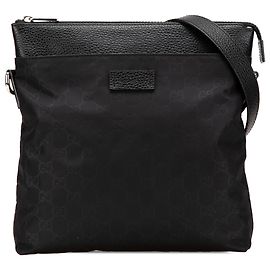Sac messager plat en nylon GG noir Gucci Noir
