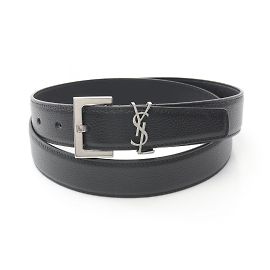 Saint Laurent Cassandra Leather Belt Black