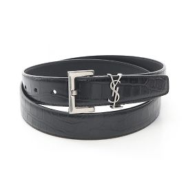 Saint Laurent Cassandra Leather Belt Black