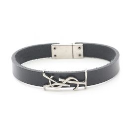 Pulseira de couro Cassandra da Saint Laurent Preto