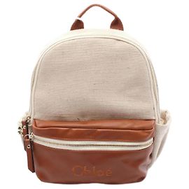 Chloé Canvas and Leather Backpack Brown Cream