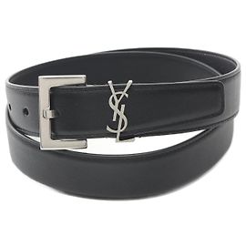 Saint Laurent Cassandra Leather Belt Black