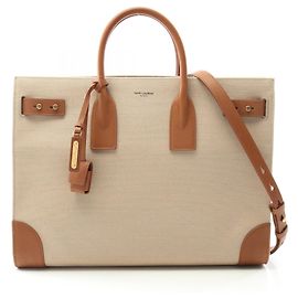 Saint Laurent Sac du Jour Thin Große Tragetasche Braun Beige