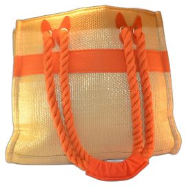 Bolsa de mão Escada em ráfia e tecido Multicor