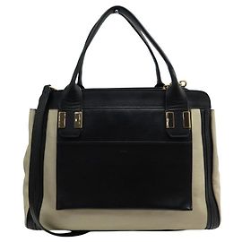 Chloé CHLOE ALICE TWO-TONE BLACK & BEIGE LEATHER HAND BAG Other