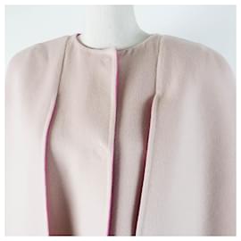 Fendi-Manteau en laine et fourrure de renard Fendi rose 46-Rose
