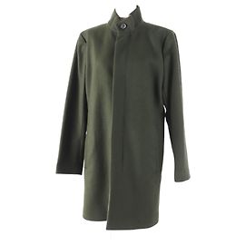 Theory Wool Nylon Cashmere High Neck Coat S Green Khaki