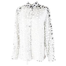 Camicia Infinity a Pois in Seta Louis Vuitton per Donne Nero Bianco