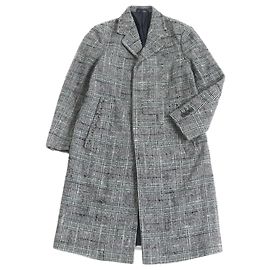 Versace Mohair Alpaca Blend Check Coat Grey