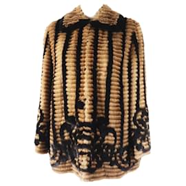 Fendi-Veste en soie de vison Fendi FNE57H Femme-Marron,Noir