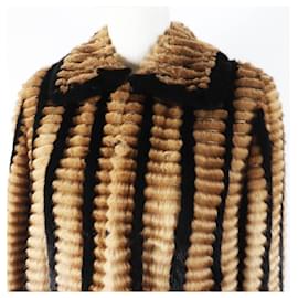 Fendi-Veste en soie de vison Fendi FNE57H Femme-Marron,Noir