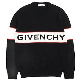 Suéter de lã com logo Givenchy, tamanho S Preto Vermelho Cru