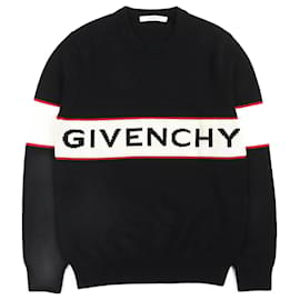 Givenchy Wollpullover mit Logo, Größe S Schwarz Rot Roh