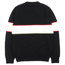 Givenchy-Givenchy Wool Logo Crew Neck Sweater S-Black,Red,Cream