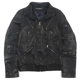 Dolce & Gabbana Lamb Leather Multi-Pocket Jacket Black