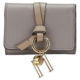 Chloé Chloe Alphabet Leather Trifold Wallet Brown Grey