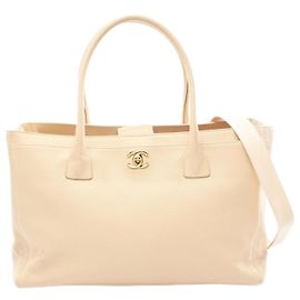 Bolsa de couro Executive Tote da Chanel Bege