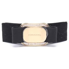 Presilha de Veludo com Laço Salvatore Ferragamo Preto Dourado Outro
