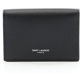 Saint Laurent Black Leather Business Card Case Black