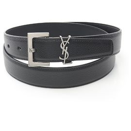 Saint Laurent Cassandra Leather Belt Black