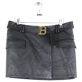 Balmain Schwarze Leder-Minirock Schwarz