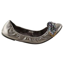 Louis Vuitton Gray leather ballet flats Grey